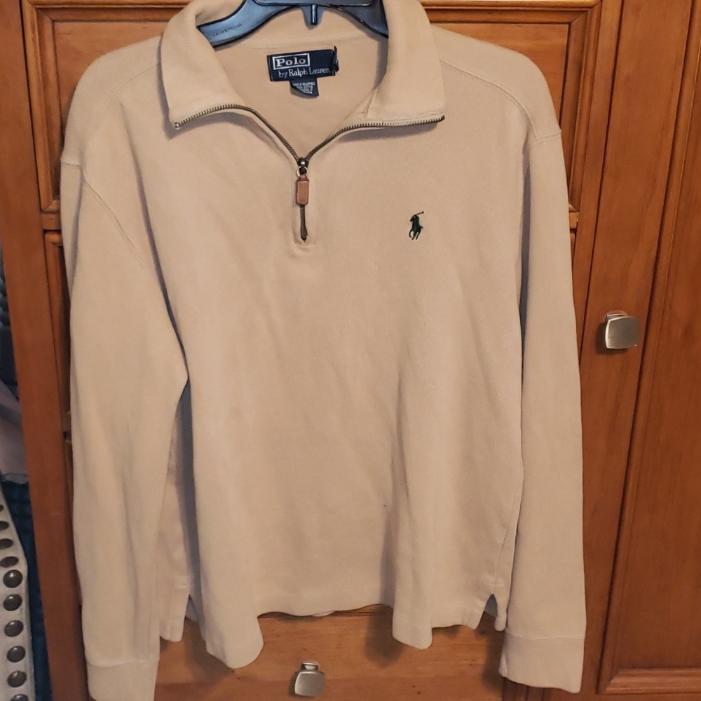 Ralph Lauren Polo 1/4 Zip Sweater Tan Beige Cream